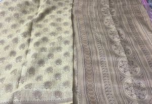Cream Color Saree Without Blouse