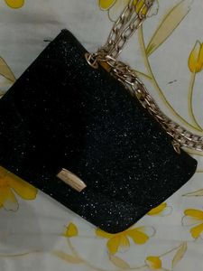 Elegant Black Glitter Crossbody Bag