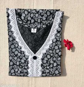 Floral Print Nighty with Lace