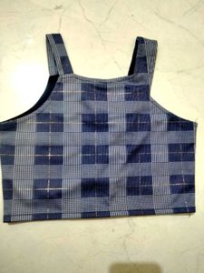 Blue White Strips Crop Tank Top .