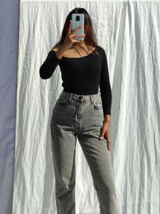 Trendyol Black Wide Leg Jeans Denim