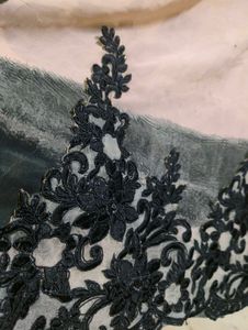 Gown With Rose Print And Embroidery Border