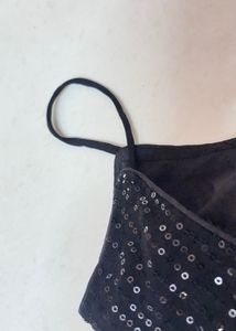 Y2K Sequined Black Blouse