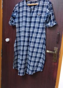 Blue Plaid Shirt Dress