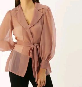 Sheer Shirt Style Party Wear Top