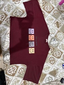Maroon Smiley Graphic T-Shirt – Casual &amp; Comfy