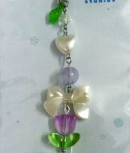 ✨🌷Purple Tulip Phone Charm with Pearl Bow 🎀✨