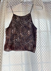 Leopard Print Tie-Front Crop Top