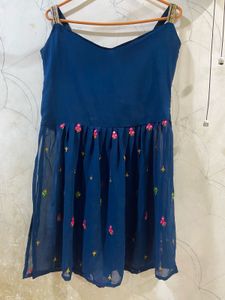 Blue Sleeveless 3 Piece Gharara Set