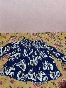 Floral Print Navy Blue off shoulder Top