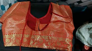 Red &amp; Gold Embroidered Blouse