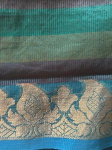 Green And Gold Netted Saree