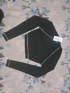 Shein Black Long Sleeve Crop Top