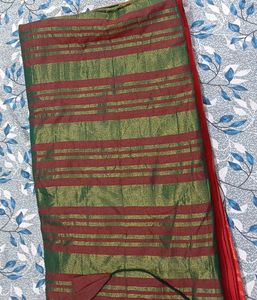 Elegant Green &amp; Gold Kanjivaram Silk Saree