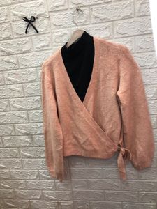 Peach Wrap wool sweater🕷️🕸️‼️