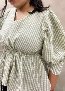 Gingham Puff Sleeve Top