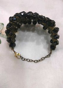 Black Beaded Statement Bracelet