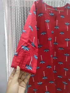 Red Kurta Pant Set