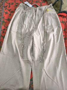New Linen Beige Wide Leg Pants