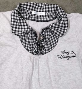 Patchwork Top: Gingham And Solid Pattern