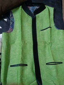 Green Linen Blend Vest