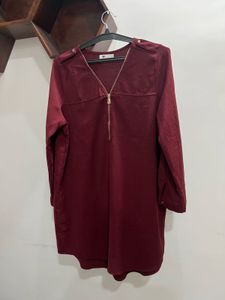Maroon Zipper Dress