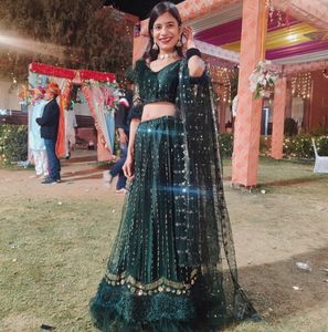 Elegant Green Embellished Lehenga Choli