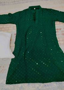 Green Embellished Kurta