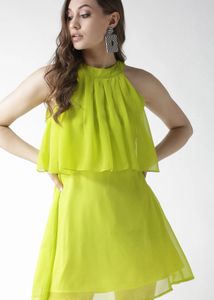 Lime Green Halter Neck Dress