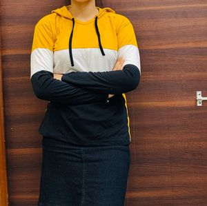 Yellow And Black Block Hoodie