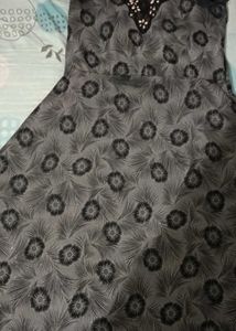 Gray Floral Fit &amp; Flare Dress