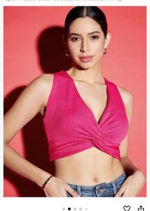 Hot Pink Knotted Crop Top