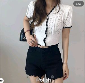 New With Tag Premium Cute Korean Knit Crop Top