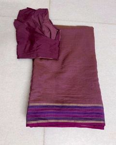 Wine Magenta Saree With  Blouse