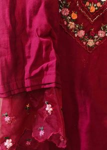 Indo Era Maroon Kurta Set.