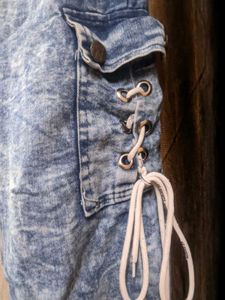 Acid Wash Denim Joggers