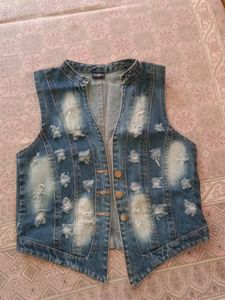 Stylish Half Denim Jacket For Girls