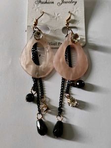 Pink & Black Dangle Earrings