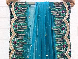 Green Embroidery &amp; Zardozi Work Lehengacholi