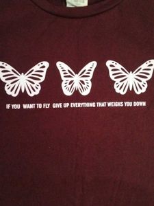 Soft Cute Maroon Butterfly Graphic Tee🦋