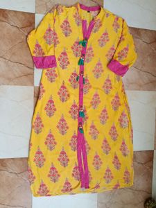 Yellow Printed Kurta