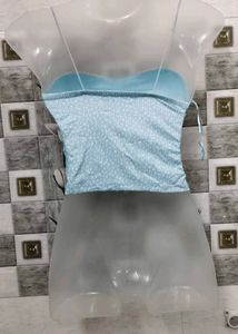 Blue Striped Crop Top