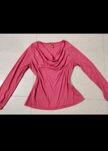 Pink Cowl Neck Top