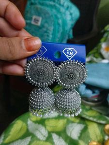Silver Jhumka Earrings