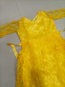 Girls Yellow Lace Dress