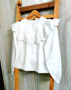 White Eyelet Ruffle Top size-38