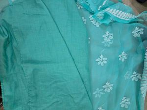 Sea Green Chikankari Kurti With Lining