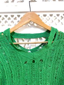 Green Distressed Knit Top(B)