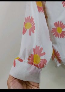 Floral Print Tie-Front Top