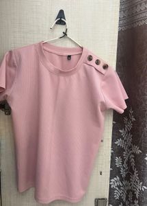 Pink Ribbed T-Shirt